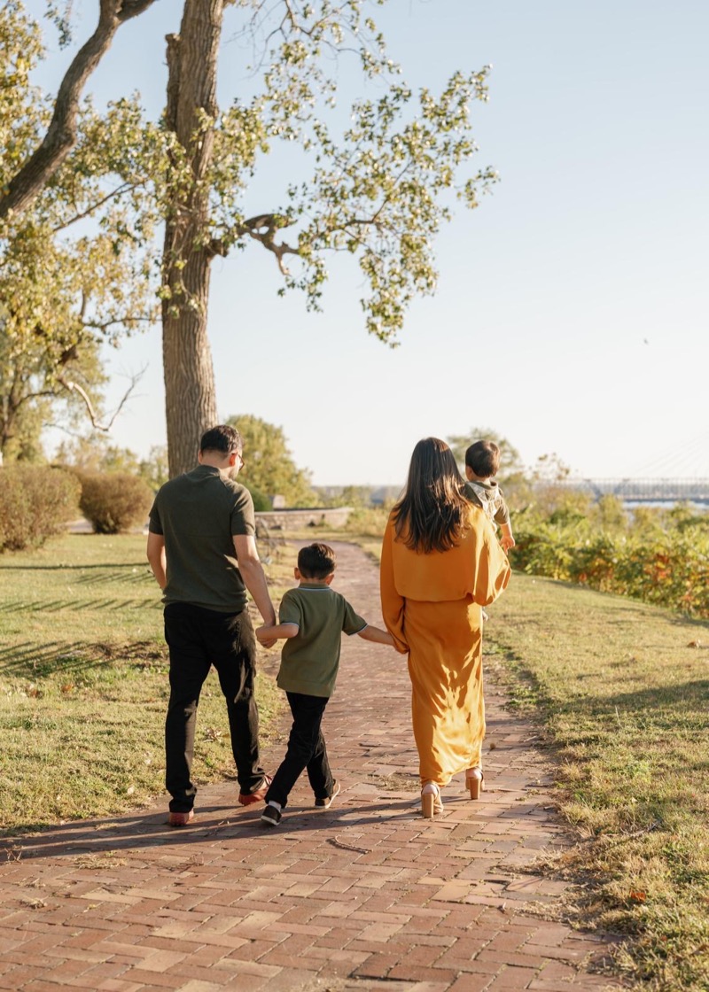 The family behind BAE Nutrition, walking together at golden hour.